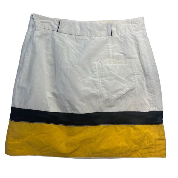 Balenciaga Color Block Skirt Size 38 Striped White Yellow Black Mini - Picture 2 of 7